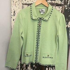 Vintage Mita gold statement accents cardigan zip sweater. Women’s size 10.